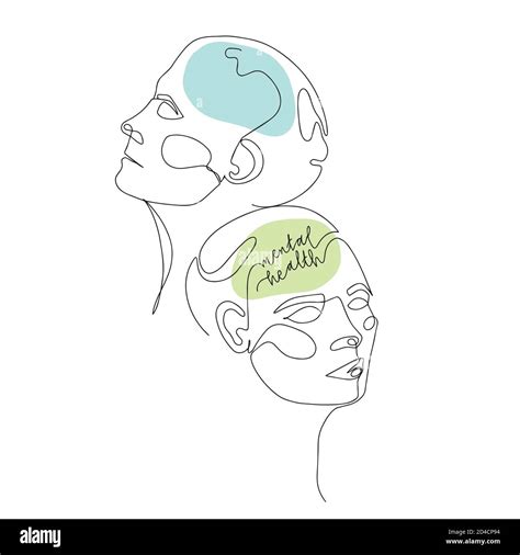 Mental Health For Women One Line Drawing Of Two Human Heads With Quote