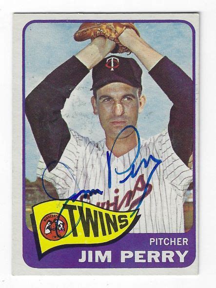 Autographed Jim Perry Minnesota Twins 1965 Topps Card Main Line