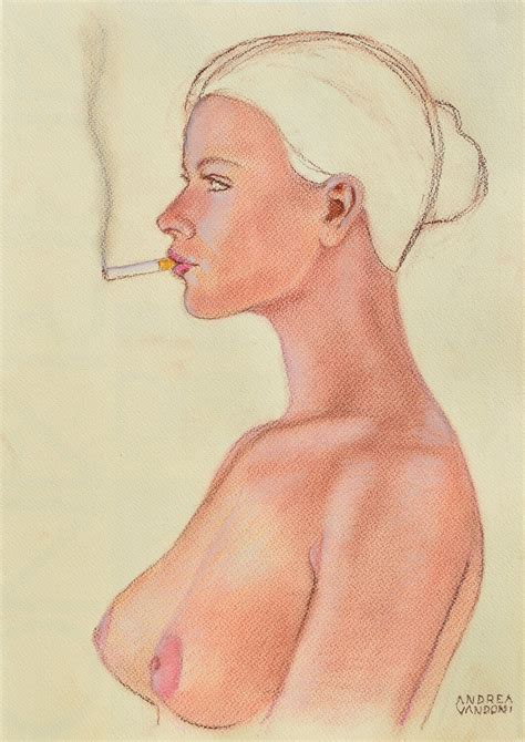 Bust Study Of A Naked Woman In Profile Smoking De Andrea Vandoni