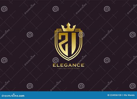 Initial Zi Elegant Luxury Monogram Logo Or Badge Template With Scrolls