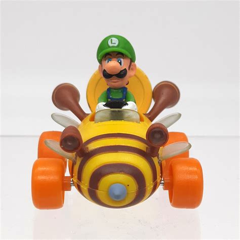 Nintendo Super Mario Kart Coin Racer Luigi Figure In Bumble Bee Car