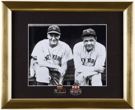 Babe Ruth And Lou Gehrig Yankees Custom Framed Photo Display With Official 1923 And 1927 World