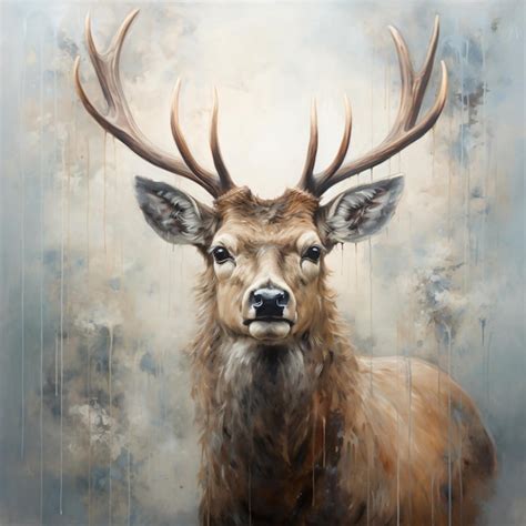 Premium Photo A Deer With Antlers On Its Head Is Shown In A Painting