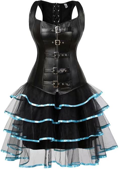 Steampunk Leder Korsett Kleid Tutu Corsagenkleid Elegant Viktorianisch