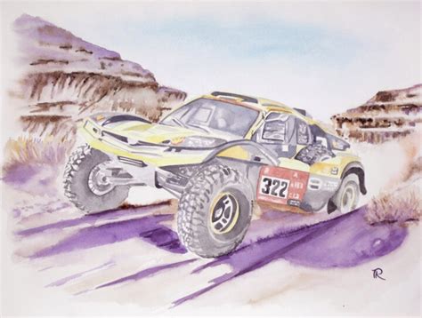 Aquarelle Originale Et Unique Voiture T Peinture Par Isabelle