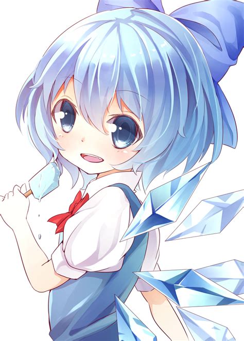 Safebooru 1girl Blue Eyes Blue Hair Blush Bow Cirno Face Fang Hair