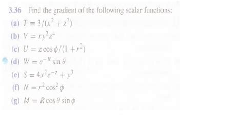 Solved Find The Gradient Of The Following Scalar Functions