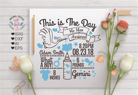 Baby Boy Birth Announcement Chart In Svg Dxf Eps Ai 94560 Svgs