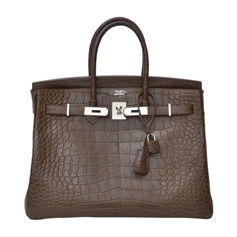 Hermes Birkin 35 Alligator Crocodile Matte Gris Elephant At 1stDibs