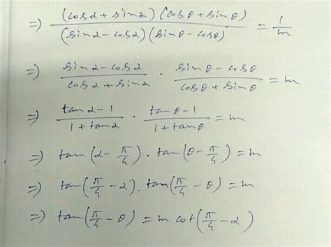 If Frac Sin Theta Alpha Cos Theta Alpha