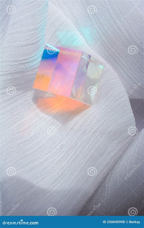 Optical Glass Cubes Scatter Spectrum Light With All The Colors Of The