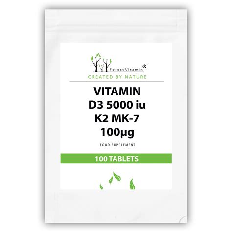 Forest Vitamin Witamina D3 5000iu K2 MK 7 100µg Tabletki Forest