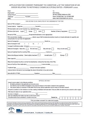 Fillable Online Application For Consent For Pcbs V Doc Fax Email Print