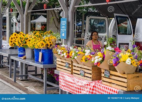 Fresh Flowers For Sale At A Local Farmers Market Editorial Stock Photo