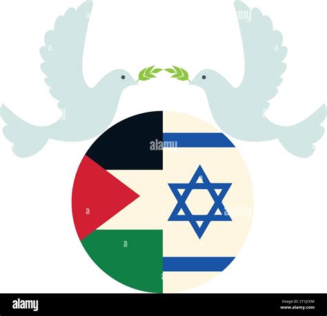 Israel And Palestine Flags With Peace Doves Stock Vector Image And Art