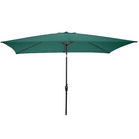 Pure Garden 10 Ft Rectangular Market Tilt Patio Umbrella With Push Button In Hunter Green 50