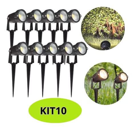 Kit 10 Luminária Espeto Jardim Cob Led 7w Luz Amarela Frete grátis