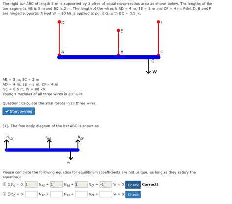 Solved The Rigid Bar Abc Of Length M Is Supported By Chegg