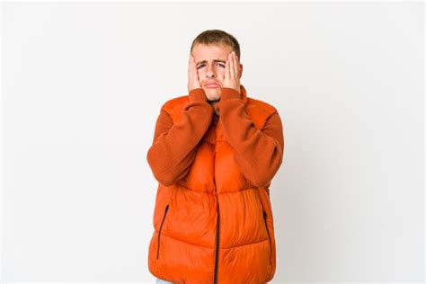 Premium Photo Young Caucasian Handsome Man Whining And Crying