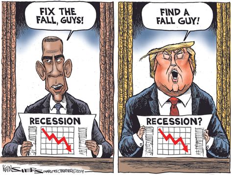 Political Cartoon U.S. Barack Obama Recession Fixed Trump Shifting Blame Fall Guy | The Week