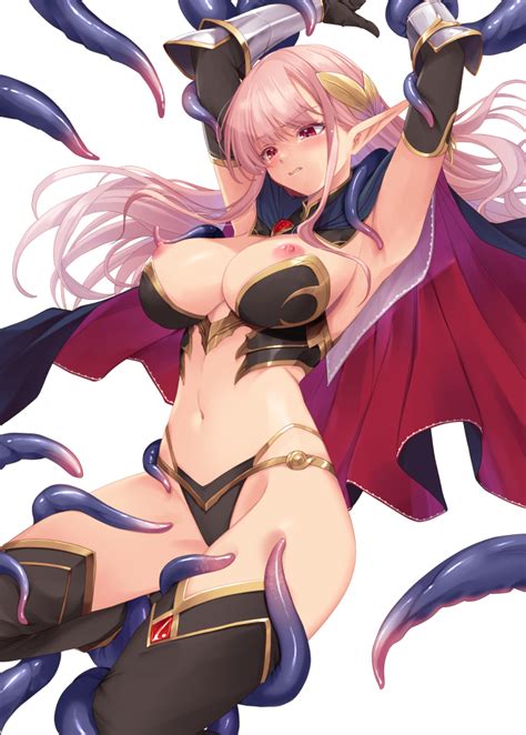 Kirishima Satoshi Original Commentary Request 1girl Armor Arms Up Bikini Armor Black Cape