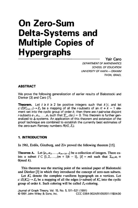 PDF On zero sum Δ systems and multiple copies of hypergraphs