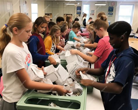 Premium AI Image | A schoolwide recycling program with students