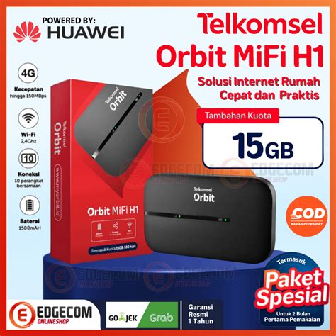 Jual Telkomsel Orbit MiFi H1 Portable Modem WiFi 4G LTE FREE 15GB Data