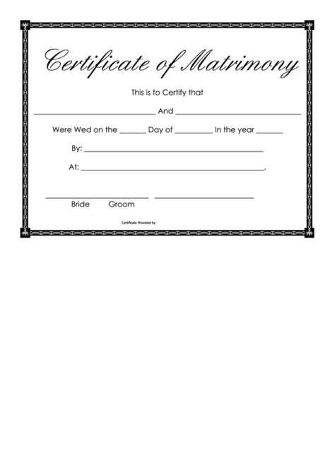 Certificate Of Matrimony Template Printable Pdf Download