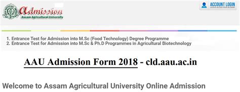 Ug Pg Application Aau Admission Form Online Cld Aau Ac In Login