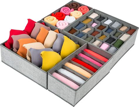 Criusia Drawer Organizers 4 Set Foldable Sock Underwear Drawer Organizer And Closet