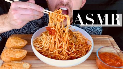 ASMR SPAGHETTI MEATBALLS WITH SIDES OF CHEESE GARLIC BREAD W