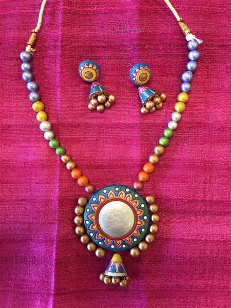 Terracotta Fashionable Necklace Set Multi Color Handmade Fashion