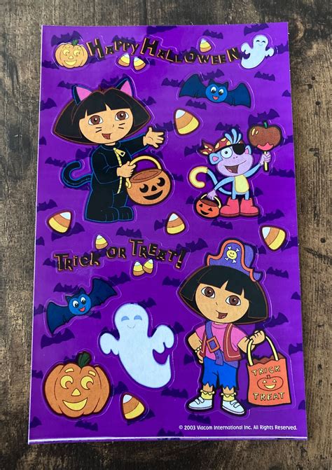 Vintage 2003 Dora The Explorer Halloween Sticker Sheet By Sandylion Etsy