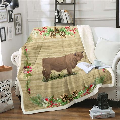 Yst Highland Cow 40x50 Throw Blanketfarm Animals Fleece Blanket