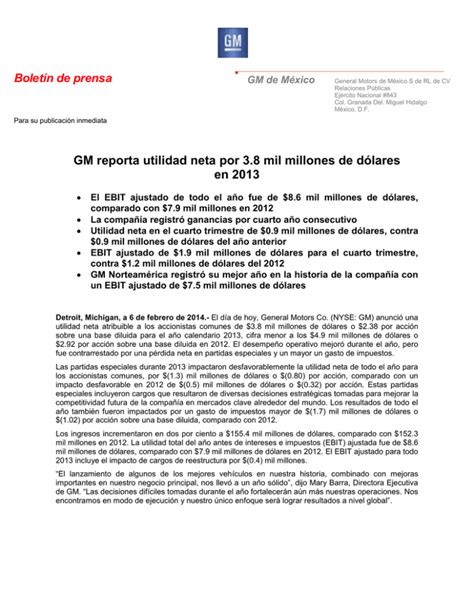 Boletín de prensa GM de México