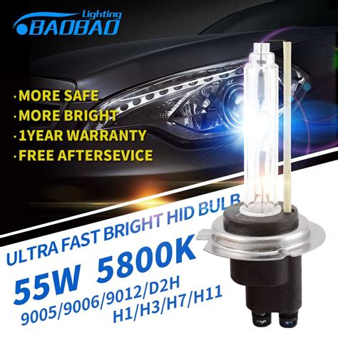 BAOBAO Ultra Fast Bright Car HID Headlight Bulb 55W 5800k 5200Lm Car