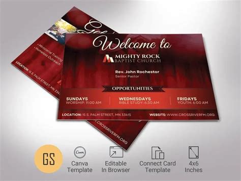 Church Welcome Card Template, Canva Template Orange Red Church Welcome ...