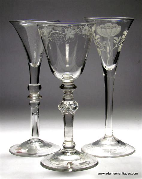 Adamson Antiques Engraved Newcastle Light Baluster Wine Glass