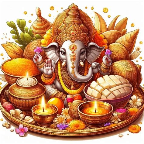 Lord Ganesha Ganpati On Ganesh Chaturthi Or Indian Wedding Clipart