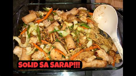 Perfect Combination Pancit With Lumpiang Shanghai Toppings Youtube