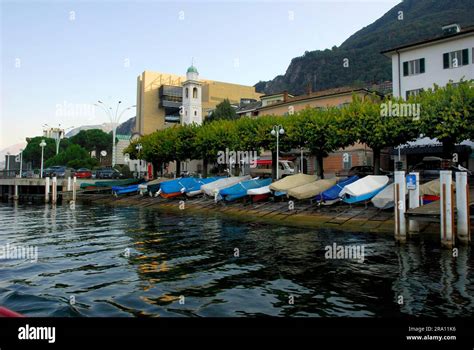 Boats On Lake Lugano Campione Ditalia Ticino Italy Stock Photo Alamy