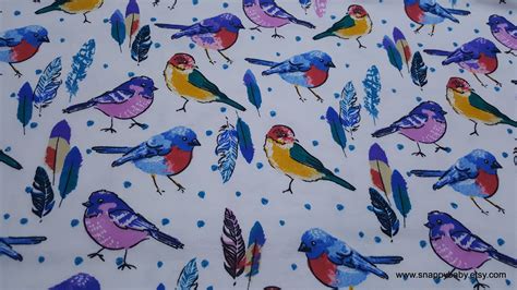 Flannel Fabric Birds And Feathers By The Yard Etsy Fabric