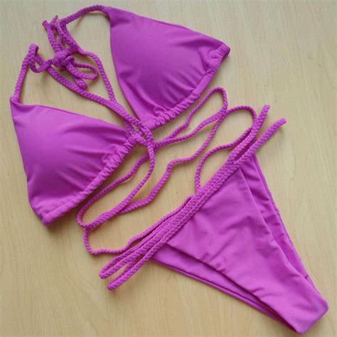 10 S Braided Strap Padded String Bikini Sexy Women Swimwear Female Two Pieces Swimsuit Bathing