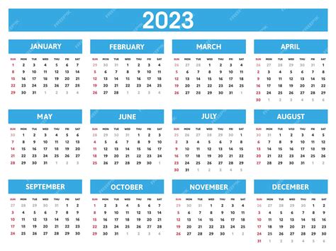 Plantilla Simple De Diseño De Calendario 2023 Vector Premium