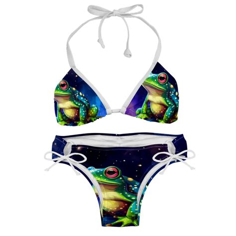 Starry Sky Frog Swim Suit Bikini Sets With Detachable Sponge