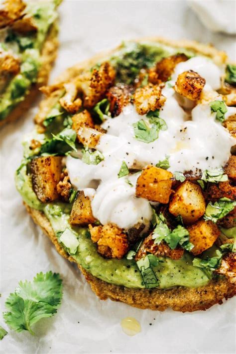 Roasted Veggie Paleo Cauliflower Pitas With Avocado Crema Paleo