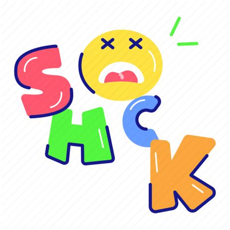 Shock word, emoji face, shock font, typography, dead emoji icon ...