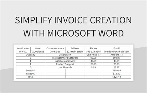 Simplify Invoice Creation With Microsoft Word Excel Template And Google