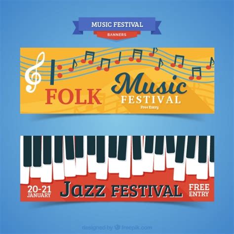 Free Vector | Creative music festival banners